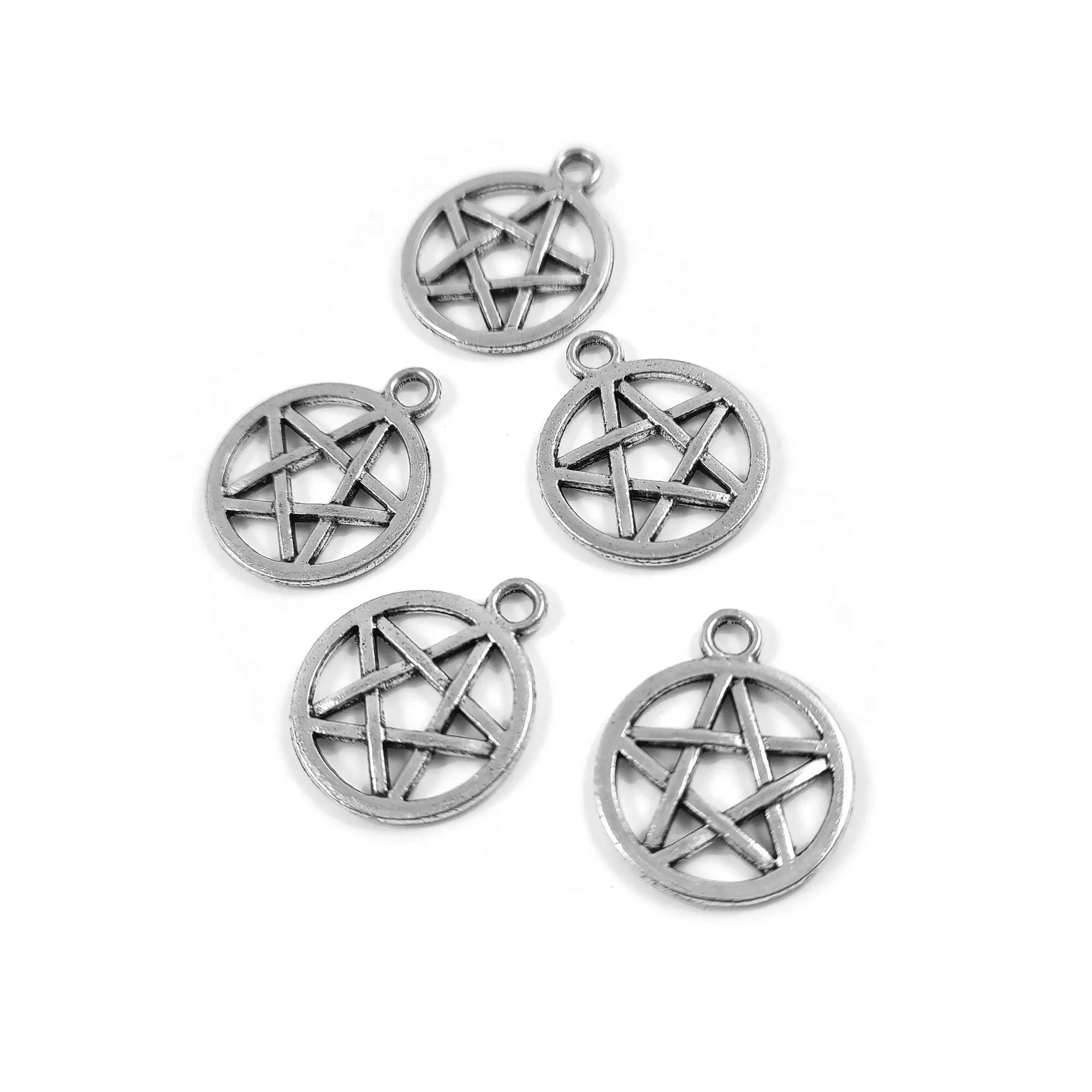 5 Hypoallergenic 20mm pentagram charms, Gold, Silver, Bronze