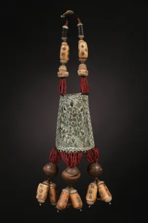 African Tribal Bone  Beads, Bronze Necklace Pendant