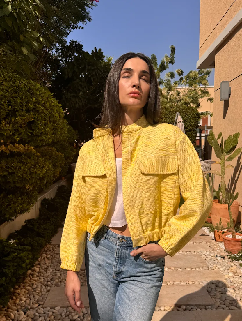 BOMBER Tweed Jacket Yellow