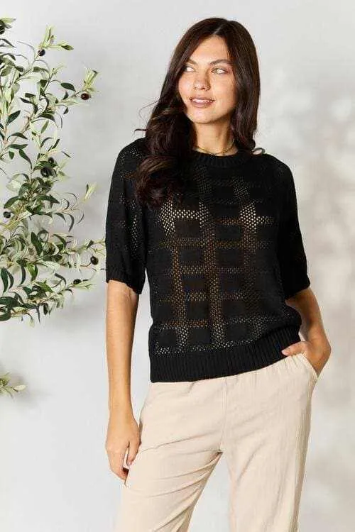 Chic ribbed knit top - round neck, versatile style