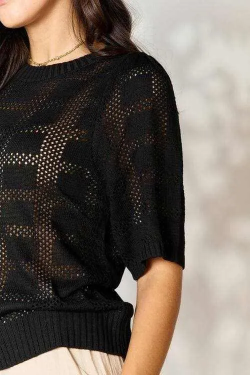 Chic ribbed knit top - round neck, versatile style