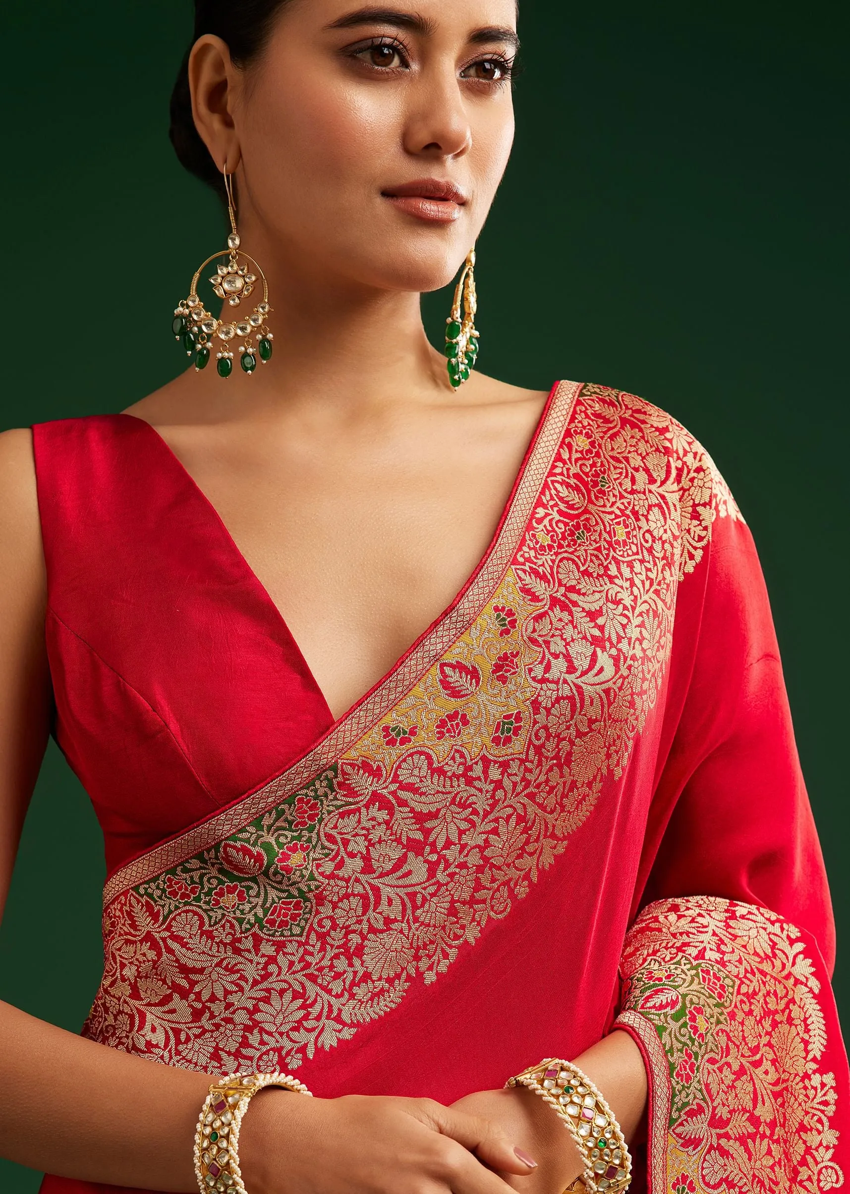 Crimson Dola Silk Saree With Intricate Zari Work