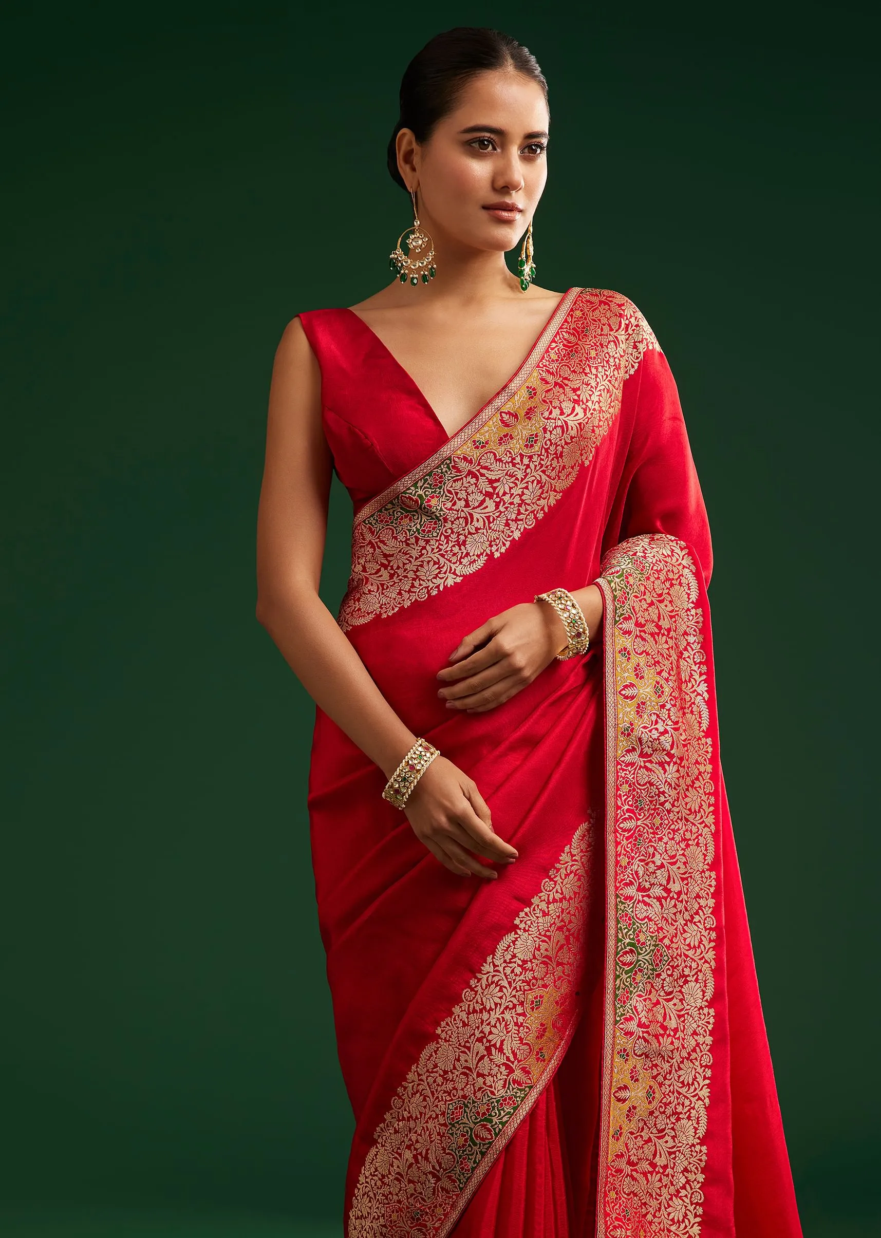 Crimson Dola Silk Saree With Intricate Zari Work