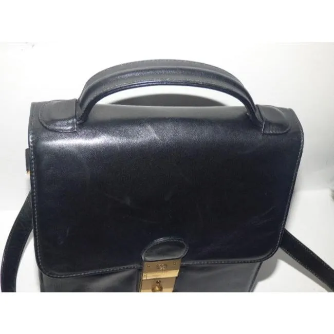 Gucci Padlock Bag Two Way Top Handle With Strap Black Leather Satchel