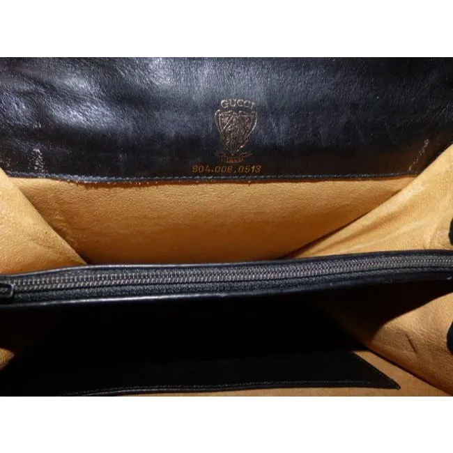 Gucci Padlock Bag Two Way Top Handle With Strap Black Leather Satchel