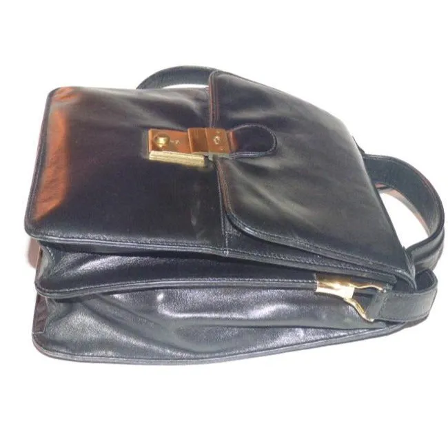 Gucci Padlock Bag Two Way Top Handle With Strap Black Leather Satchel