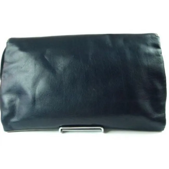Gucci Vintage Navy Blue Leather With Grayish Lavender Trim Shoulder Bag