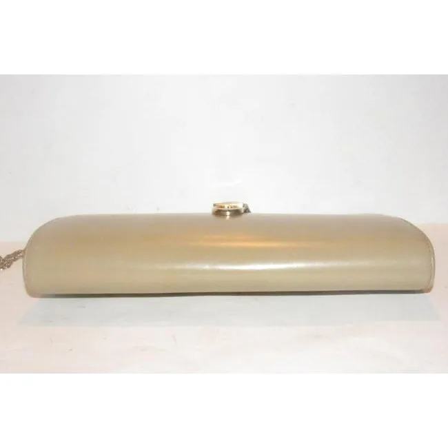 Gucci W Two Way Purse Logo And Chain Strap Camel Leathergold G Accent Clutch