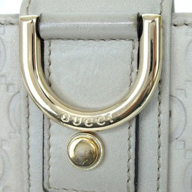 Gucci White G Print Abbey D Ring Wallet