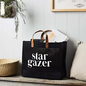 Slogan Market Tote - Black Jute