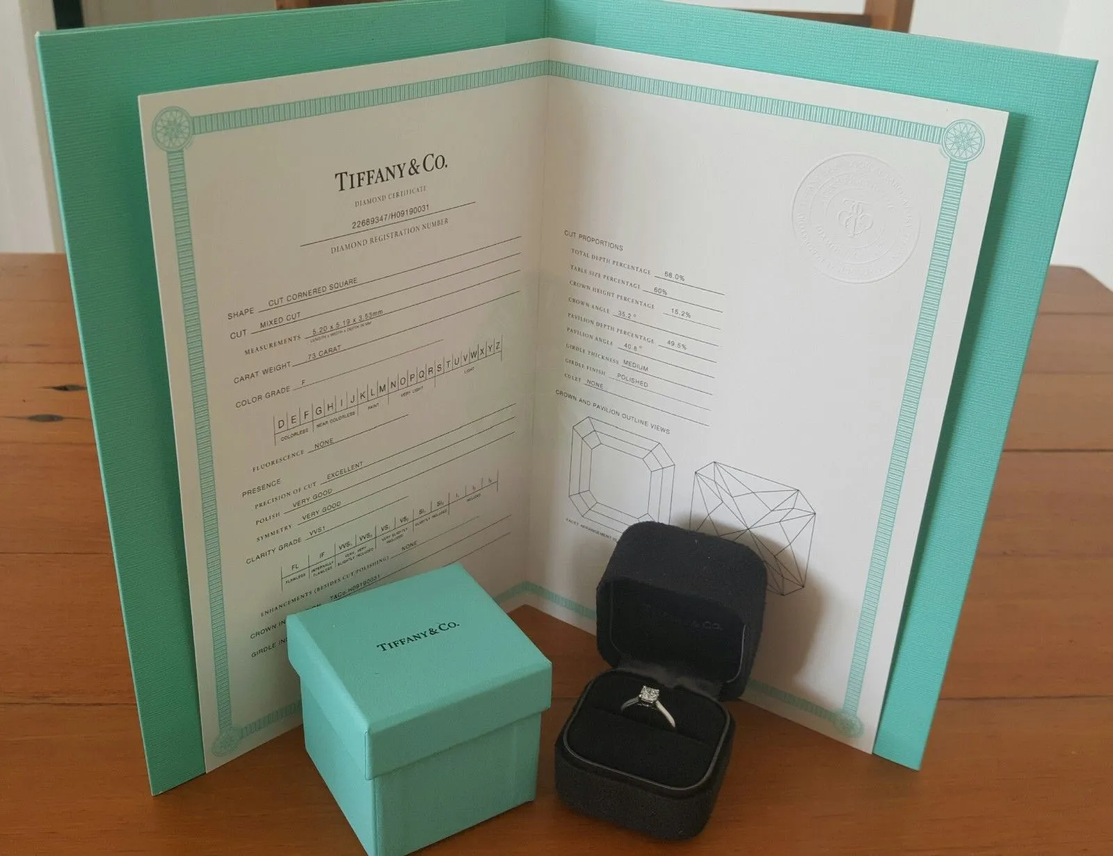 Tiffany & Co. 0.73ct F/VVS1 Lucida Cut Diamond Solitaire Engagement Ring PT950