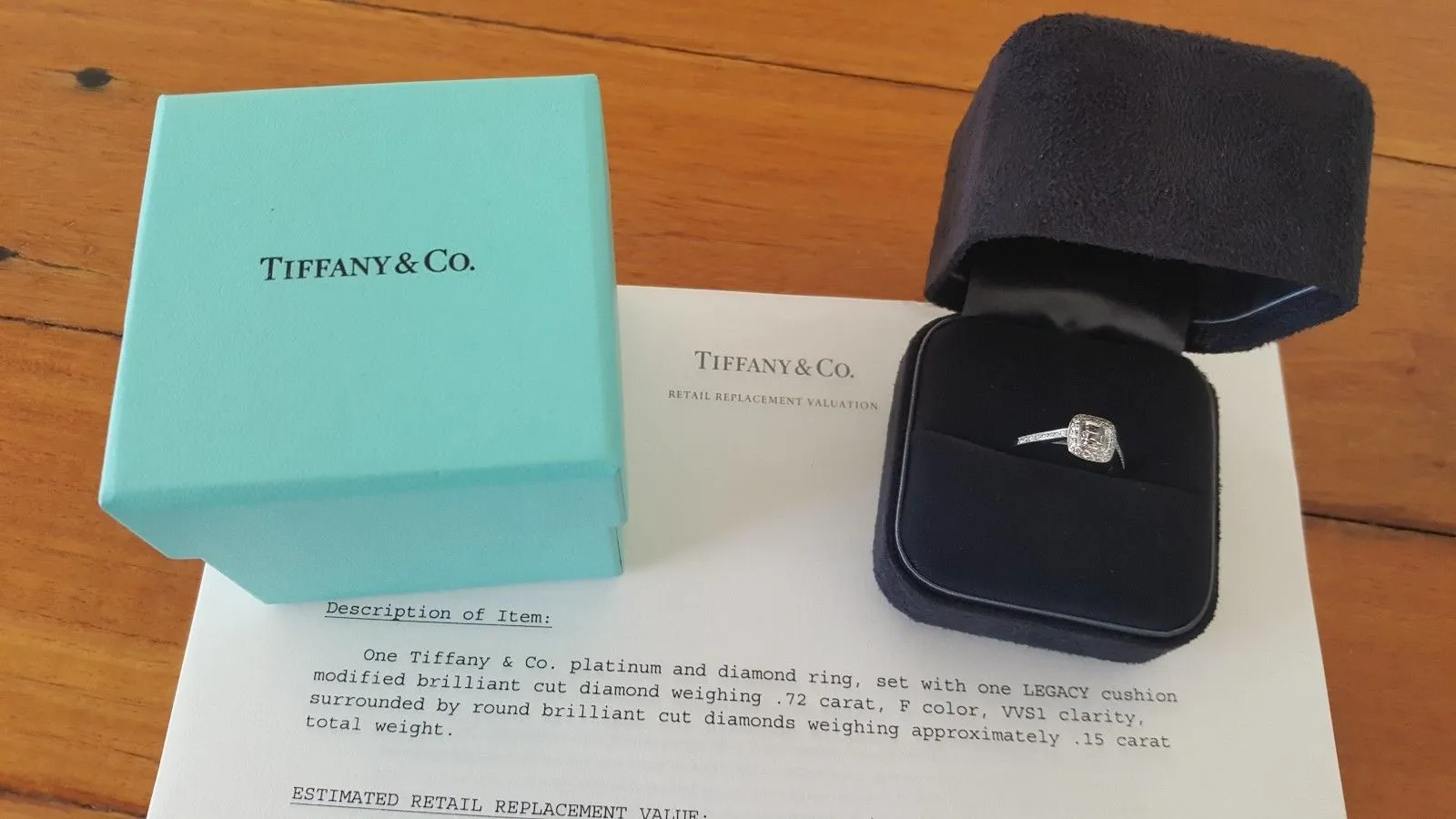 Tiffany & Co. 0.87tcw F/VVS1 Legacy Diamond and Platinum Engagement Ring