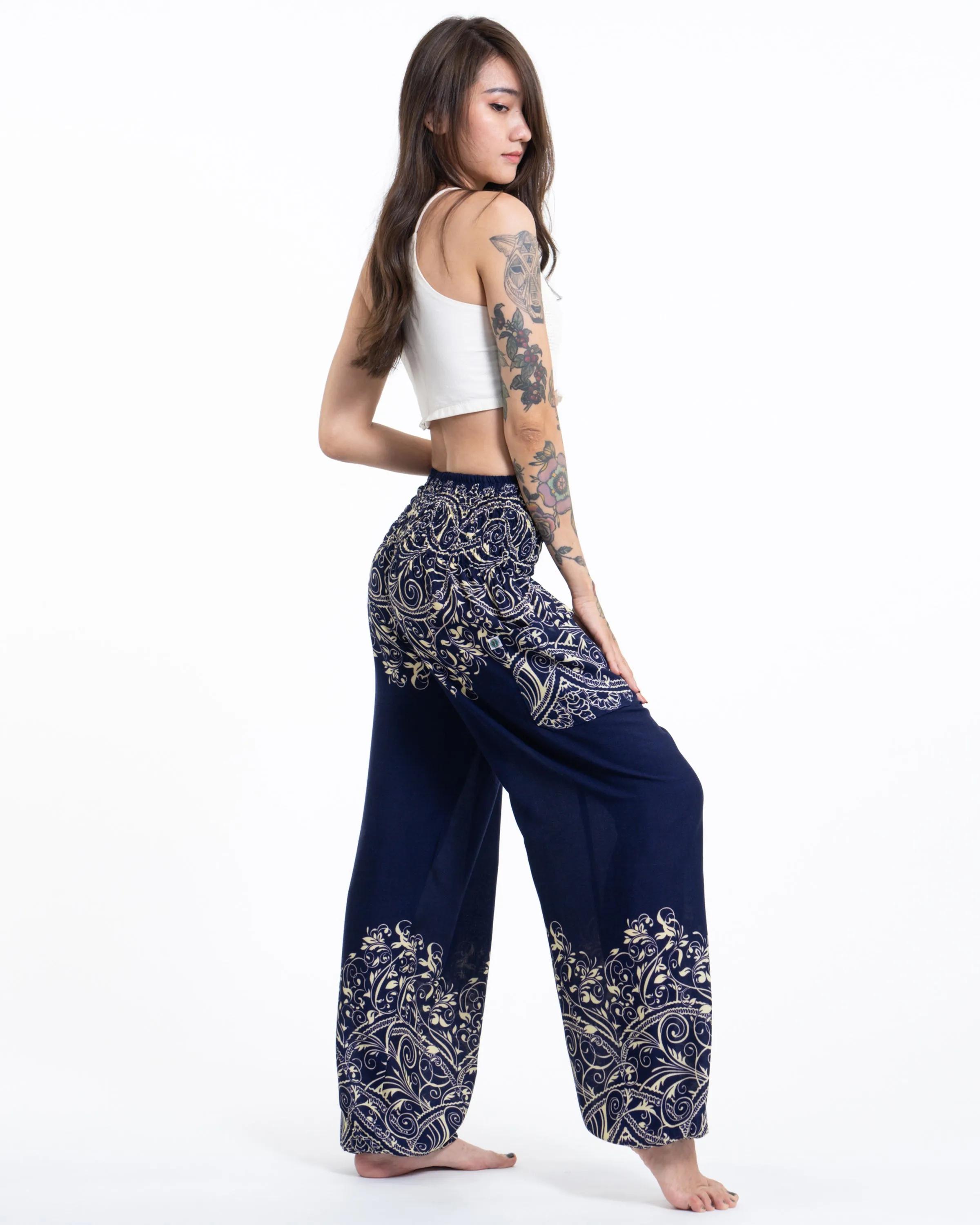 Unisex Vines Harem Pants in Blue