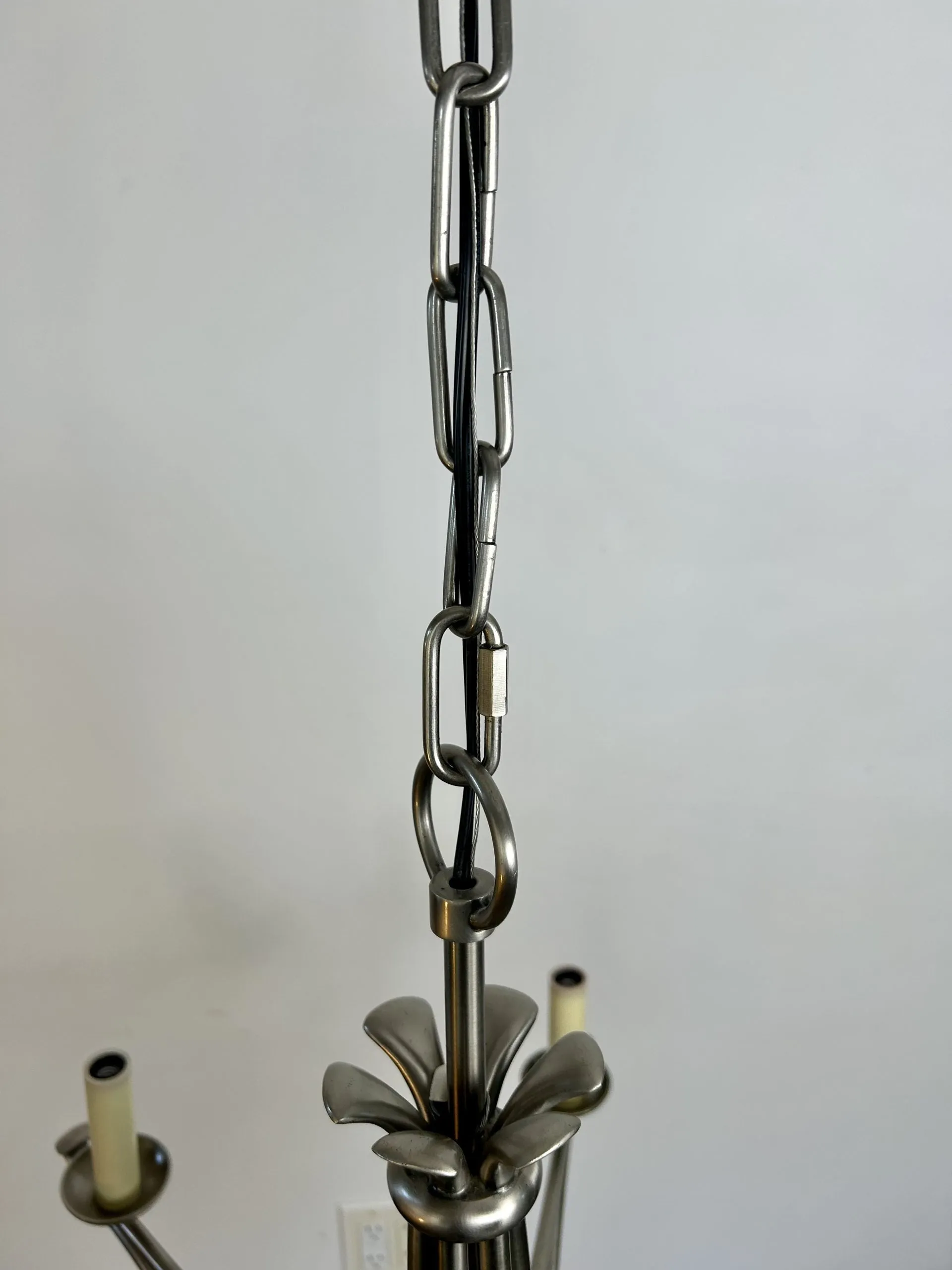 Visual Comfort Chandelier Hanging Light, Brushed Nickel, 6 Candlesticks